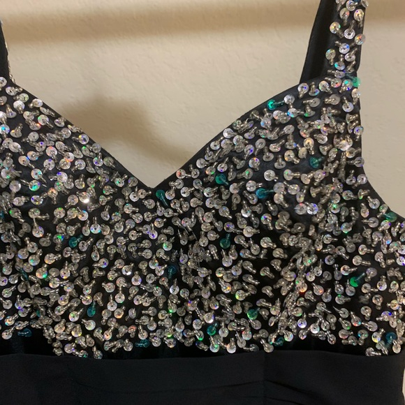 Black Pageant/Prom/Mardi Gras/Formal Dress,beaded, seqiuined, PERFECT - Picture 4 of 11